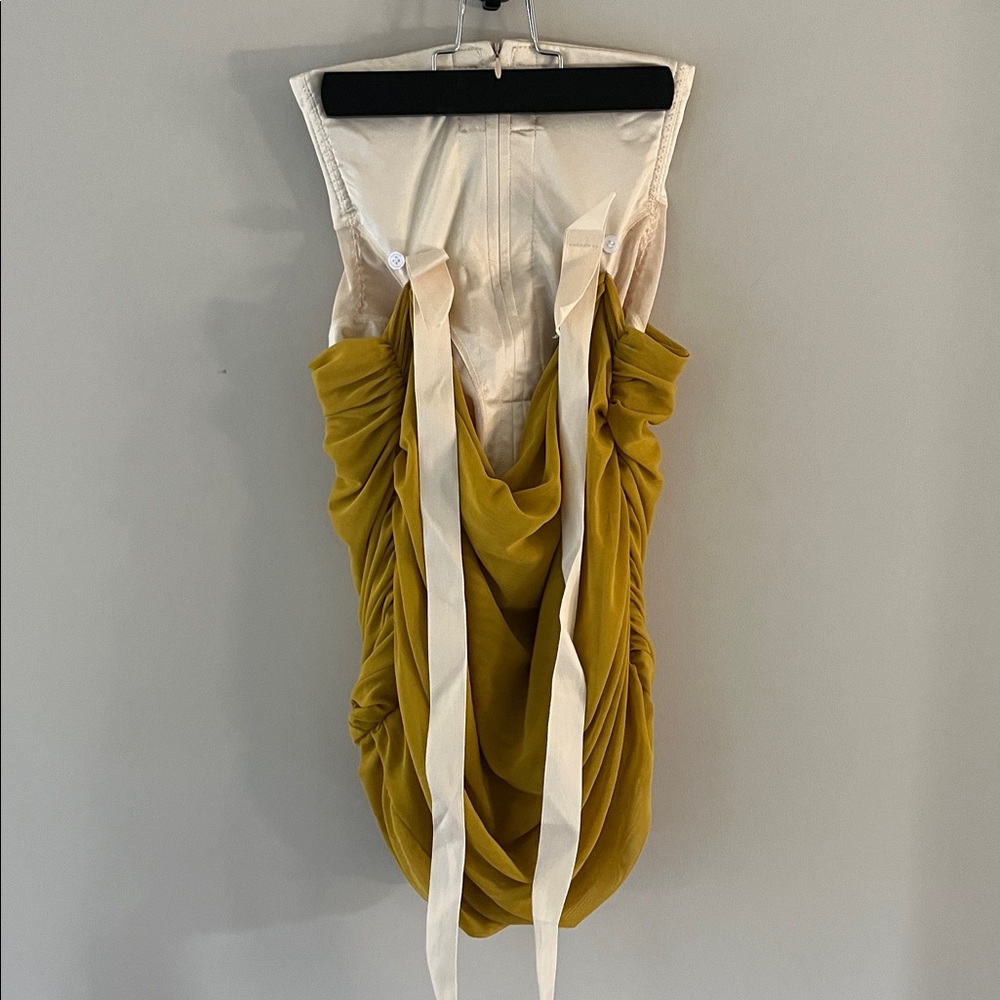 Yellow Ruched “corset” Skirt with Cream Straps